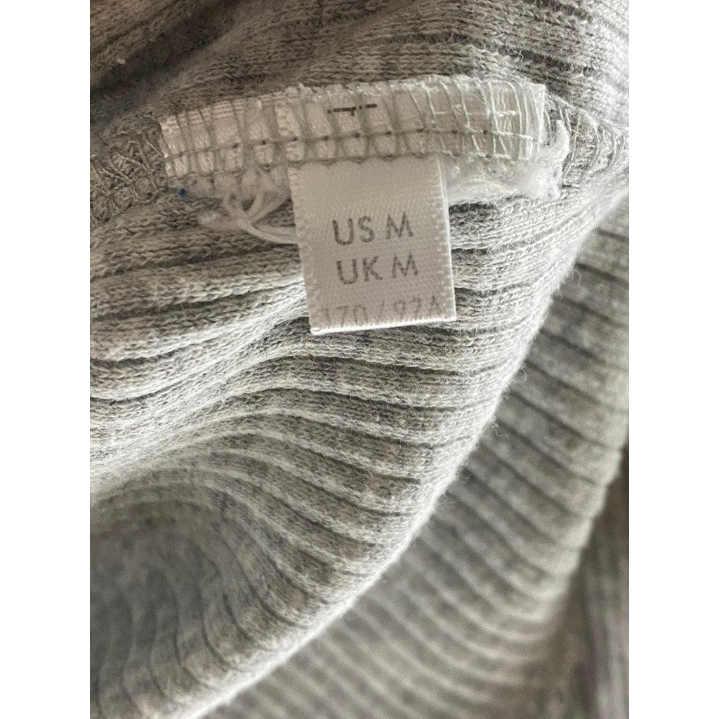 URBAN OUTFITTERS Women's Gray Ribbed Button-Front Long Sleeve Crop Top SZ M