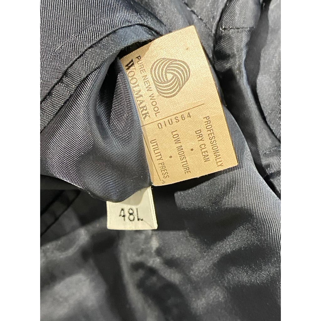 HART SCHAFFNER MARX Men's Black Plaid Long Two-Button Wool Blazer SZ 48L