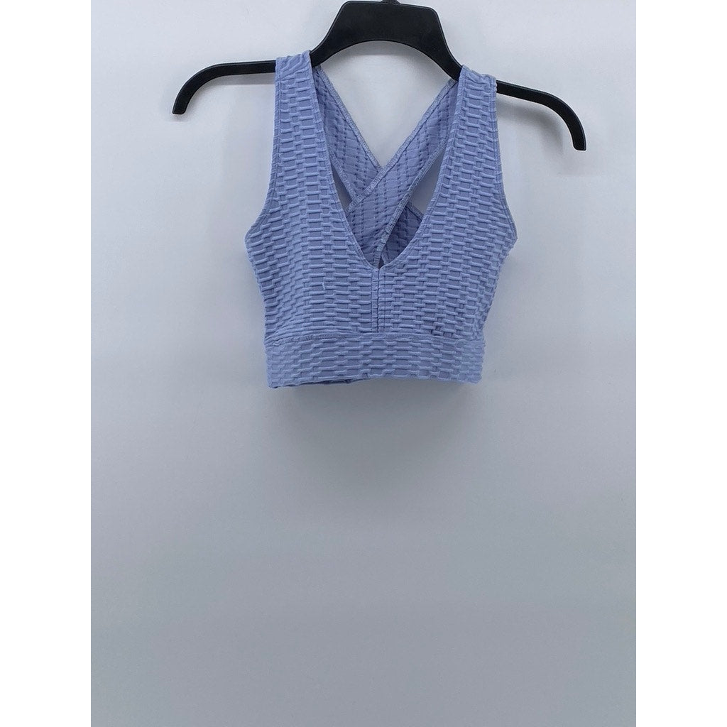 FOREVER 21 Women’s Blue Honeycomb Textured V-Neck Cross Back Bralette SZ S