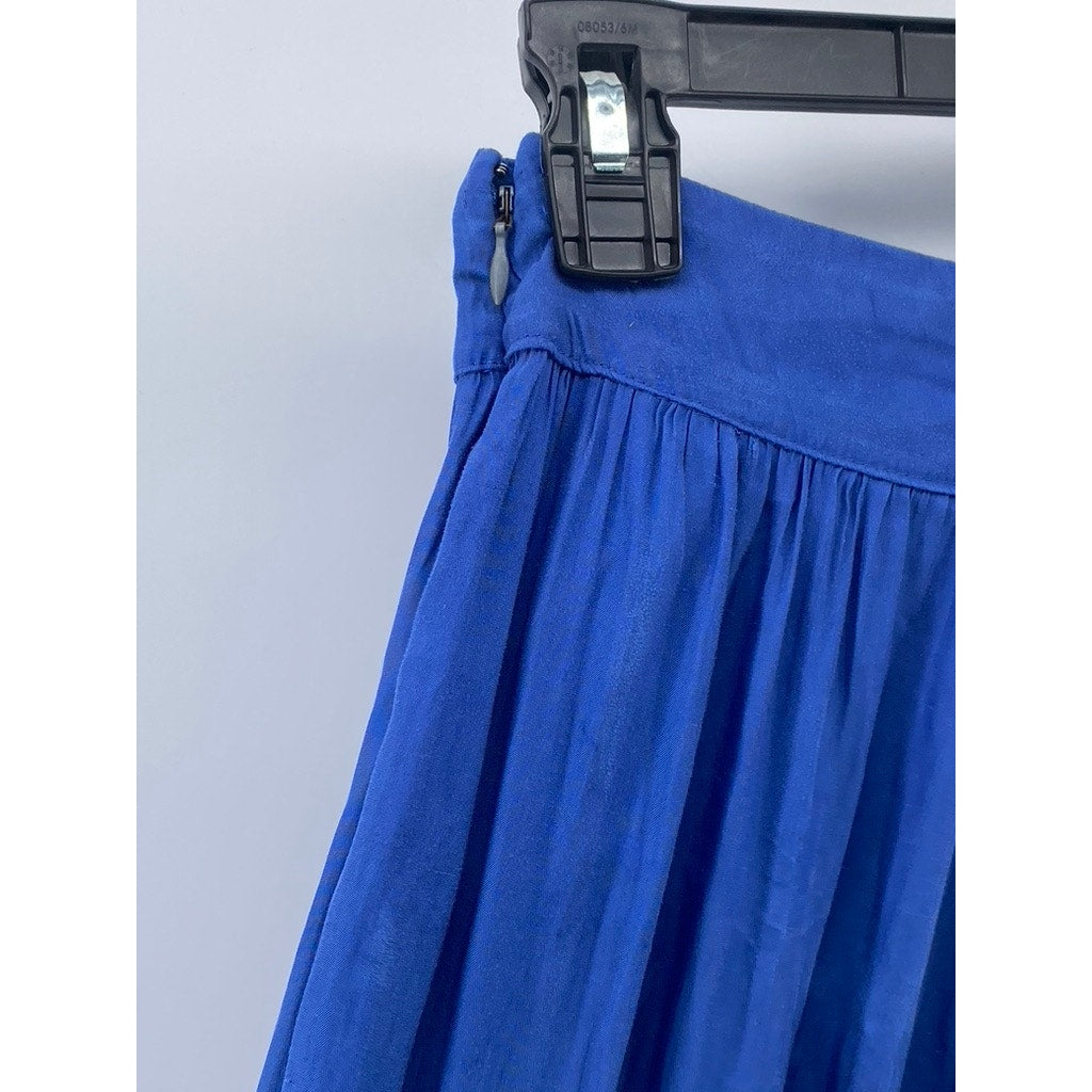 ABERCROMBIE & FITCH Women's Royal Blue Crinkle Pleated Loose-Fit Pants SZ 0