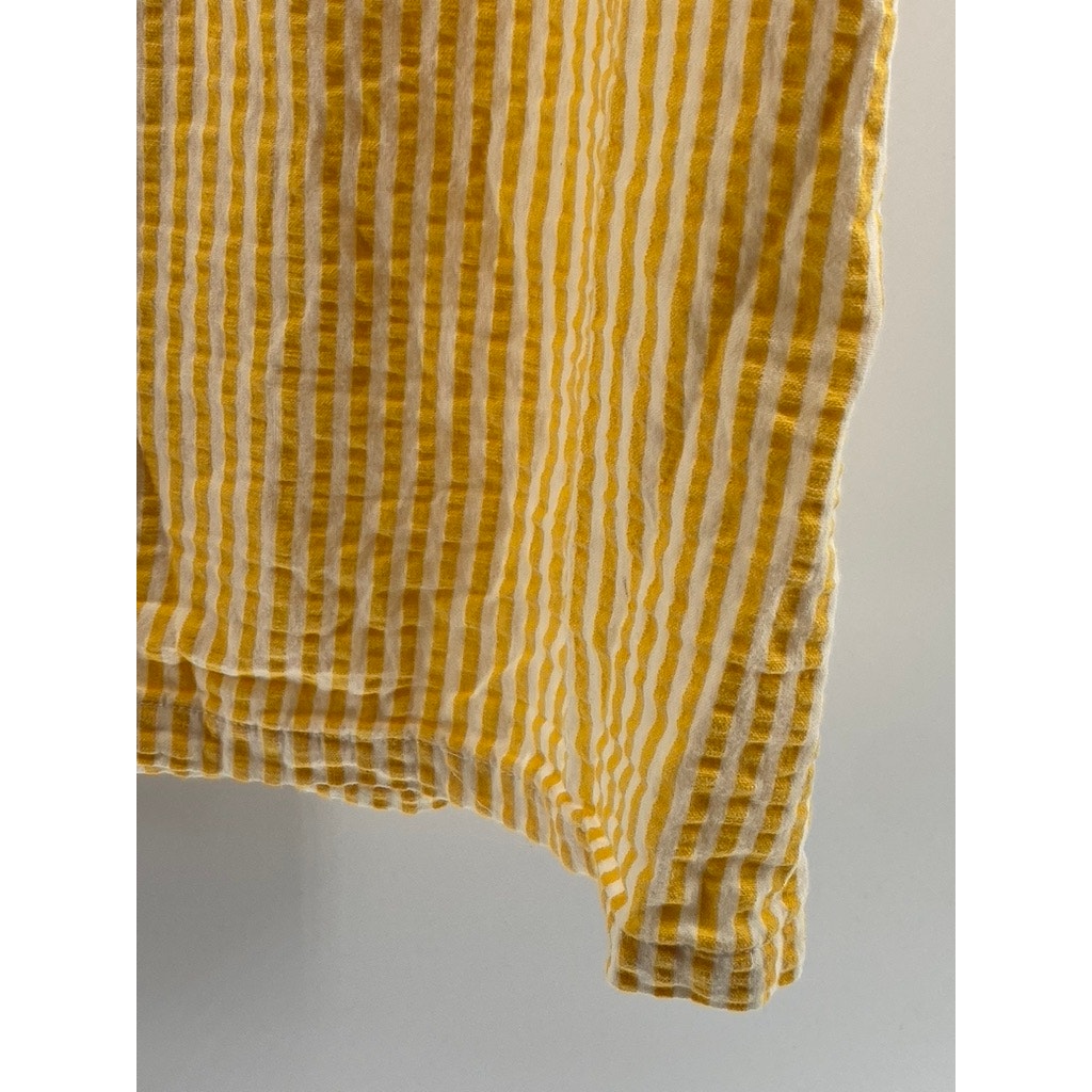 MAINSTREET BLUES Women's Vintage Yellow-White Striped Button-Up Top SZ M