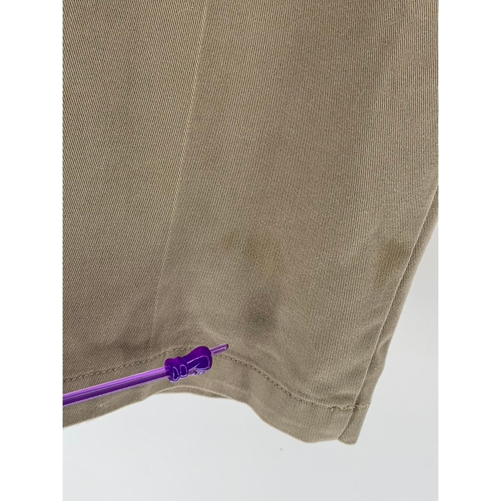 DOCKERS Men's Classic Fit Flat Front Straight Leg Tan Distressed Pants SZ 33x29