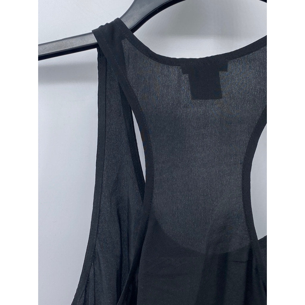 CLUB MONACO Women's Black Silk Scoop-Neck Racerback Semi-Sheer Tank SZ XS