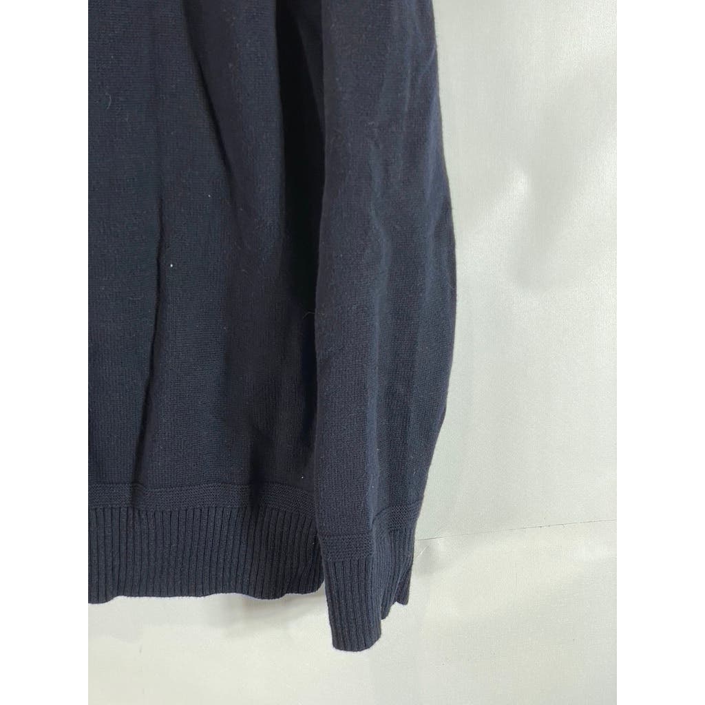 AMERICAN EAGLE Men's Navy/Grey Large Stripe Classic-Fit Pullover Sweater SZ L