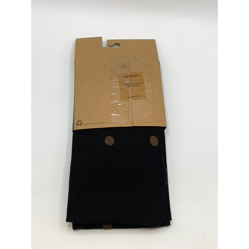 LOOK FOOTWEAR Women's Black-Brown Polka Dot Knit Pull-On Tights SZ OS