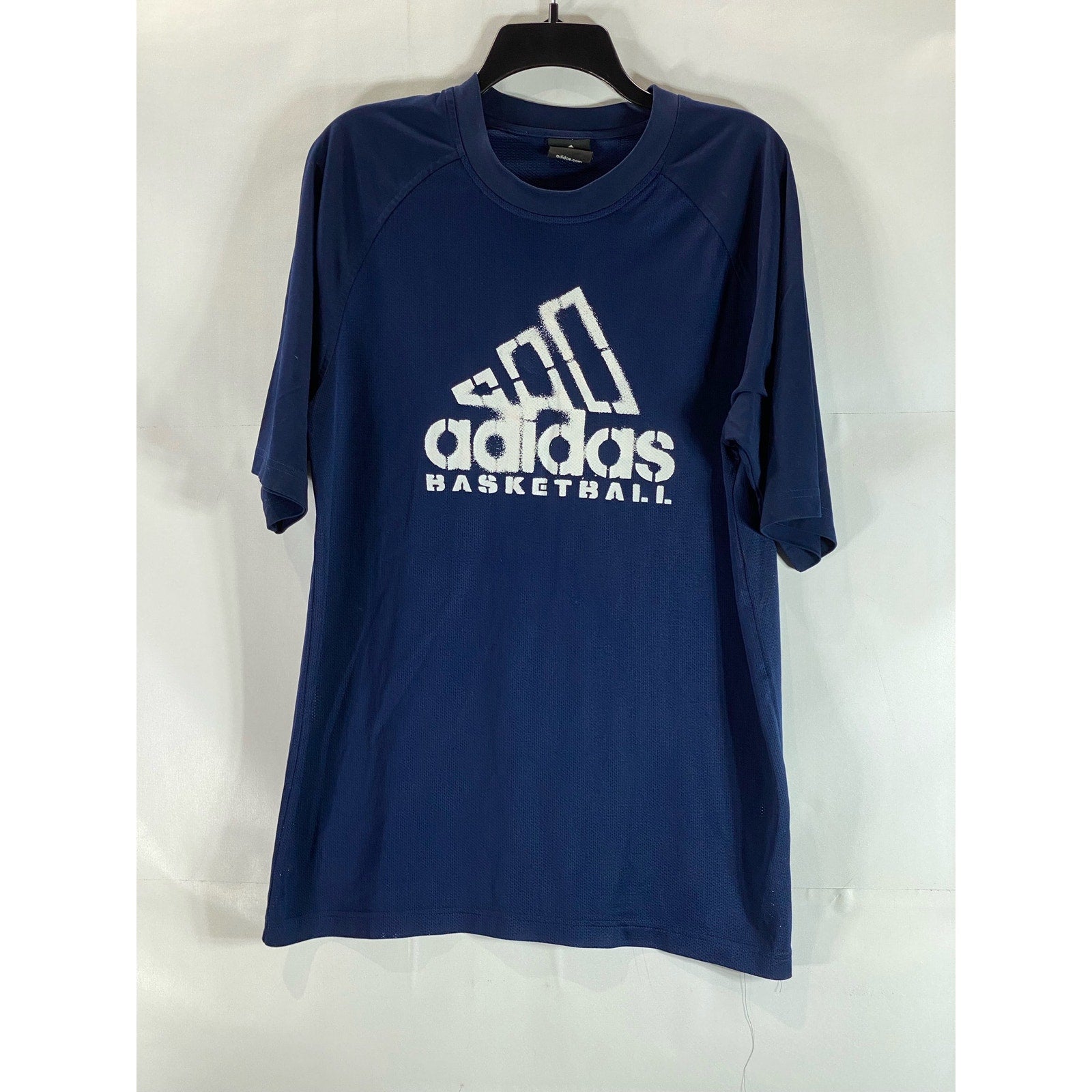 ADIDAS Men's Navy Vintage Crewneck Mesh Basketball Short Sleeve T-Shirt SZ M