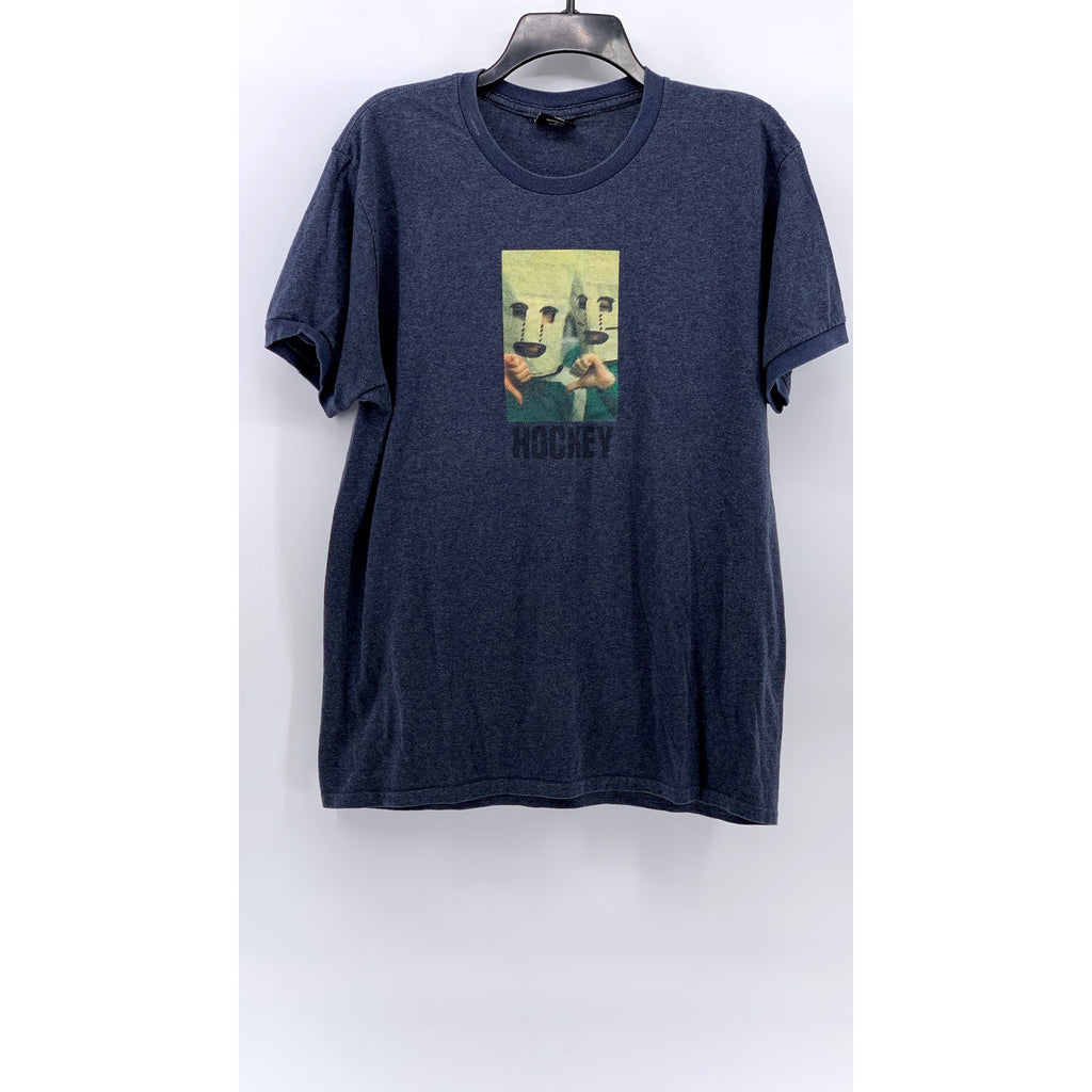 HOCKEY Men's Blue Eyes Without A Face Graphic Short Sleeve T-Shirt SZ L