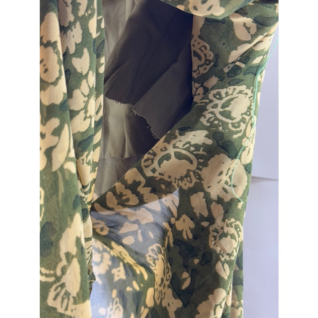 HONEY PUNCH Women's Green/Beige Floral Pull-On Midi Skirt SZ S