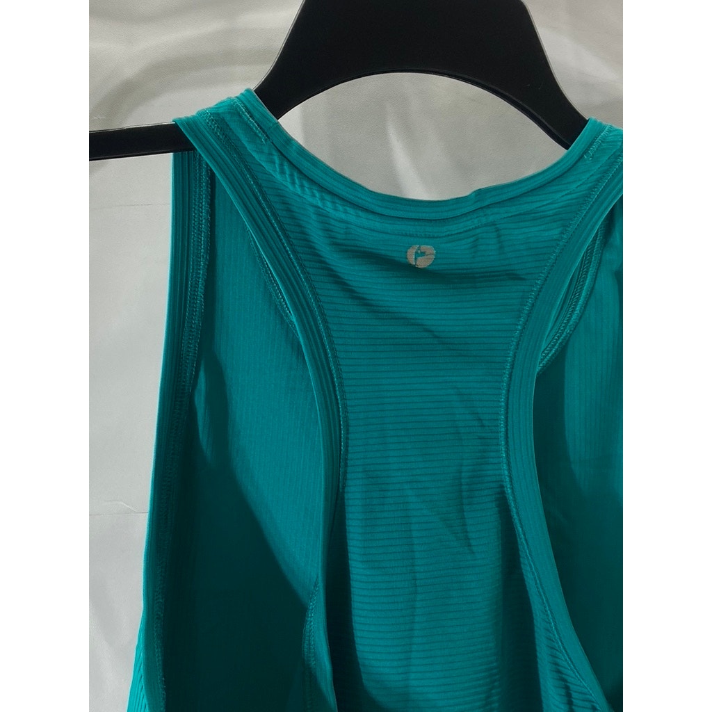 90 DEGREE BY REFLEX Women’s Blue Ribbed Crewneck Racerback Cropped Tank Top SZXL