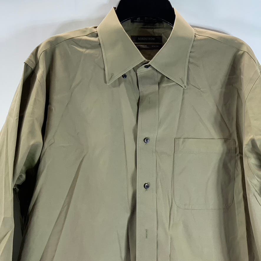 NORDSTROM Men's Khaki Traditional-Fit Smart Care Button-Up Dress Shirt SZ16.5-34