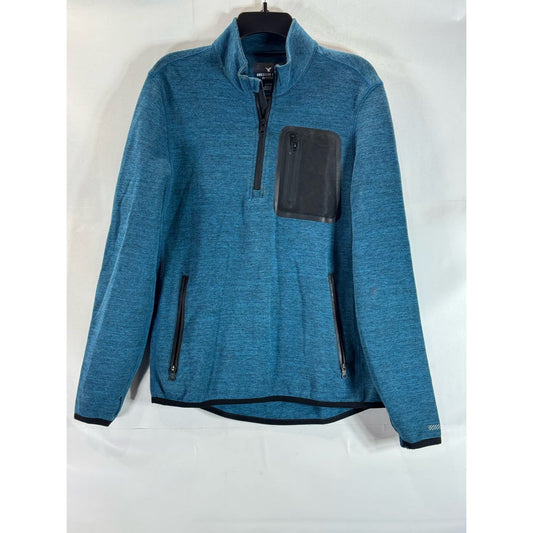 AMERICAN EAGLE OUTFITTERS Men's Blue Active Flex Quarter-Zip Sweater SZ S