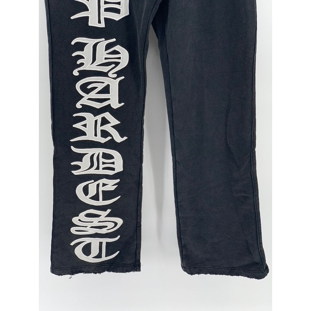 TRAP HARDEST Men’s Black-White Logo Sweatpants SZ M