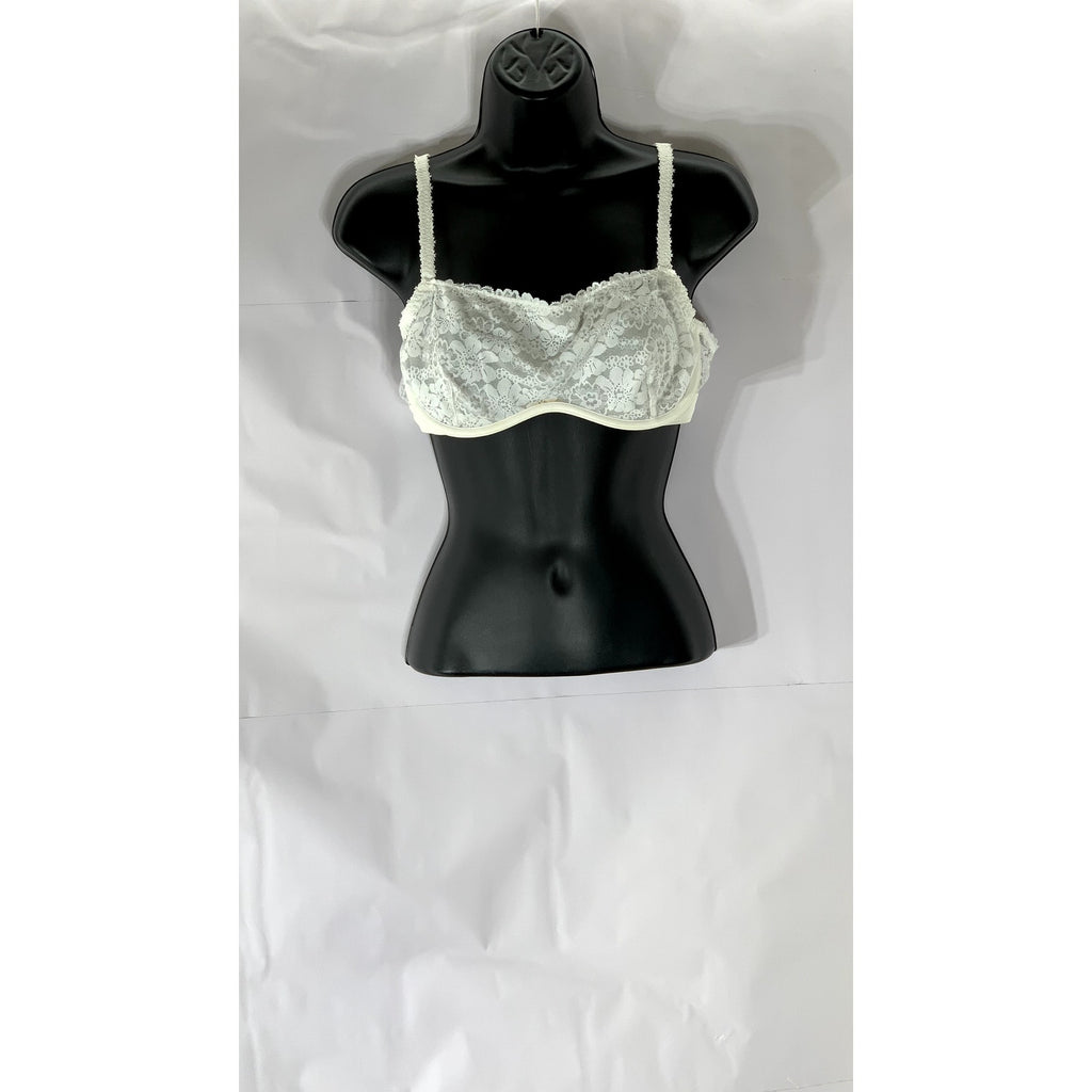 PINK By VICTORIA SECRET Women's White Floral Lace Adjustable Strap Bra SZ M