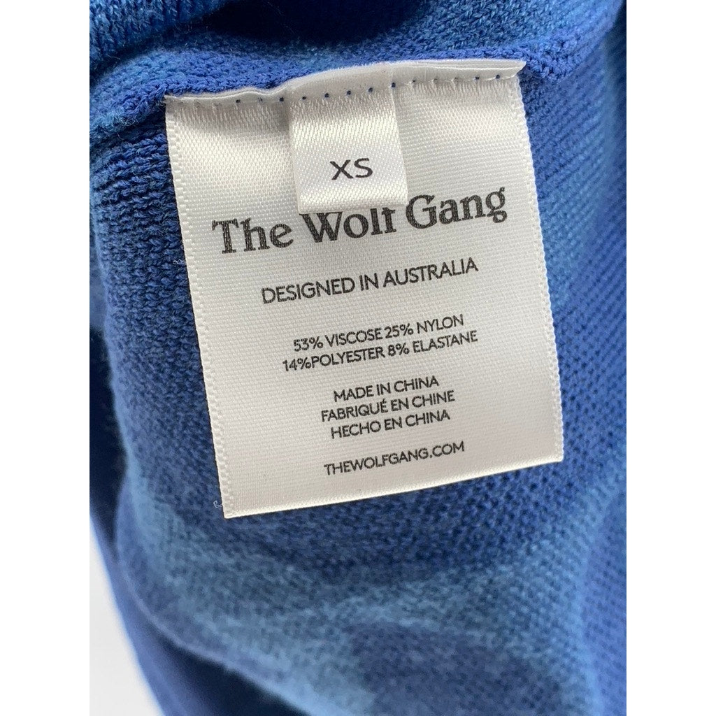 THE WOLF GANG Women's Blue Swirl Print Scoop-Neck Cutout Bodycon Mini Dress SZXS