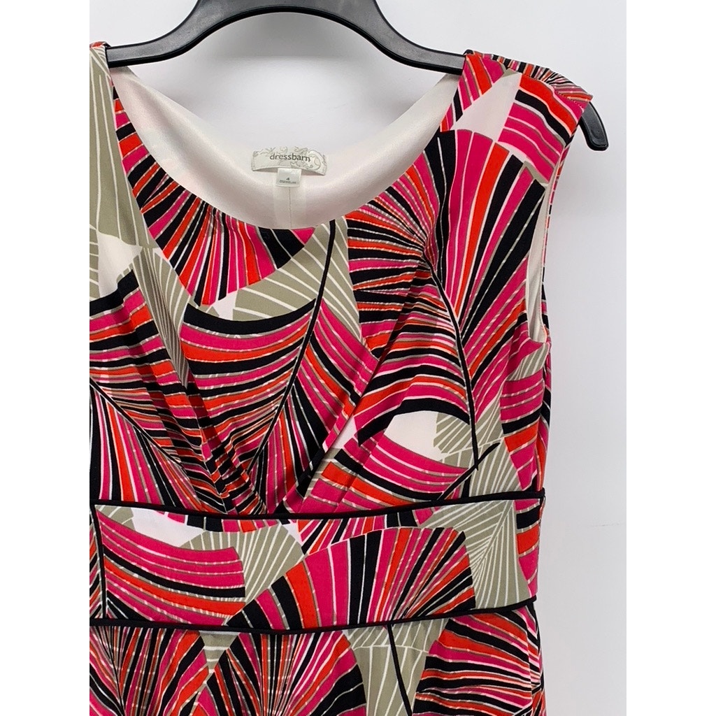 DRESSBARN Women's Red Printed Sleeveless Midi A-Line Dress SZ 4