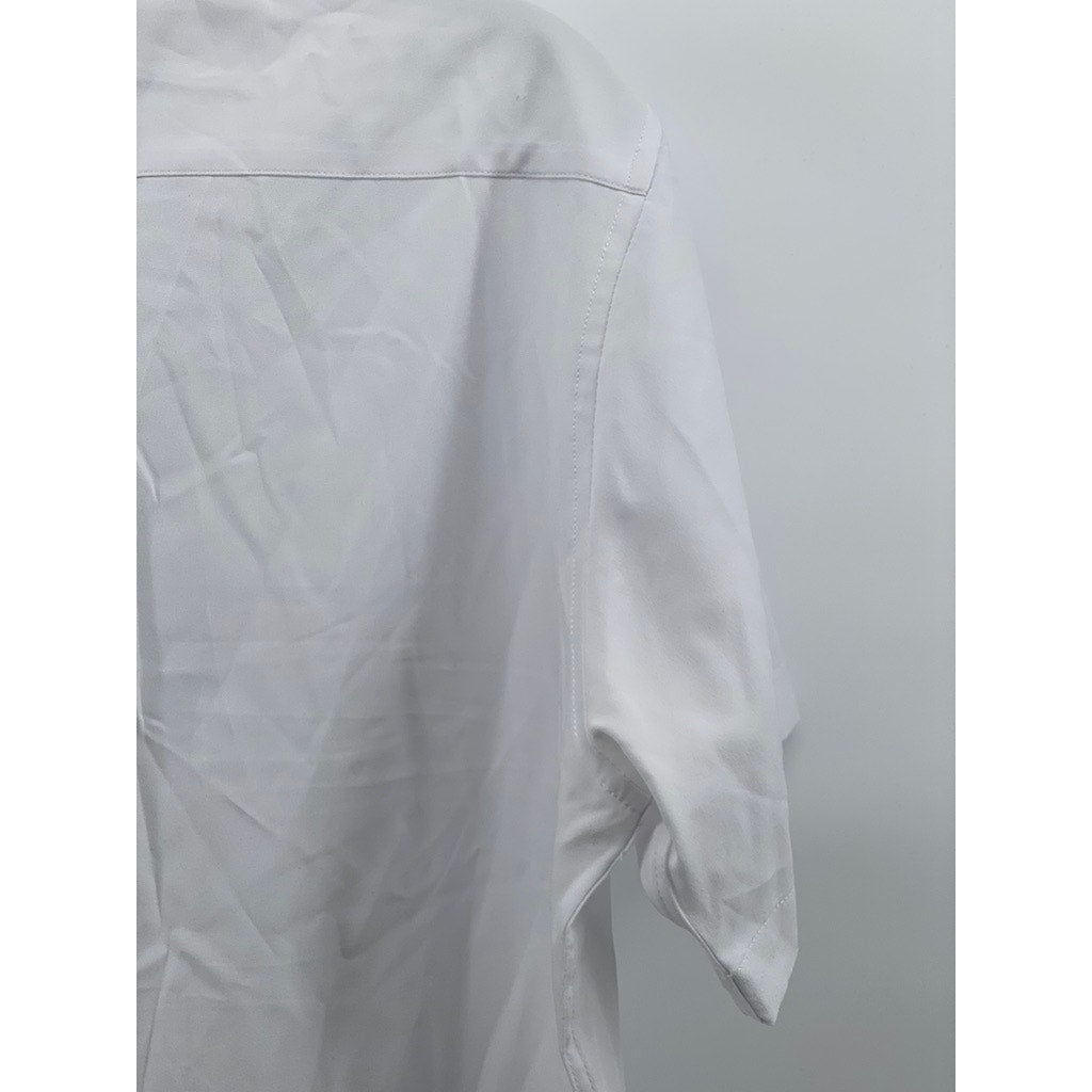 TOM BAINE Men’s Bright a white Slim-Fit Button-Up Short Sleeve Shirt SZ M