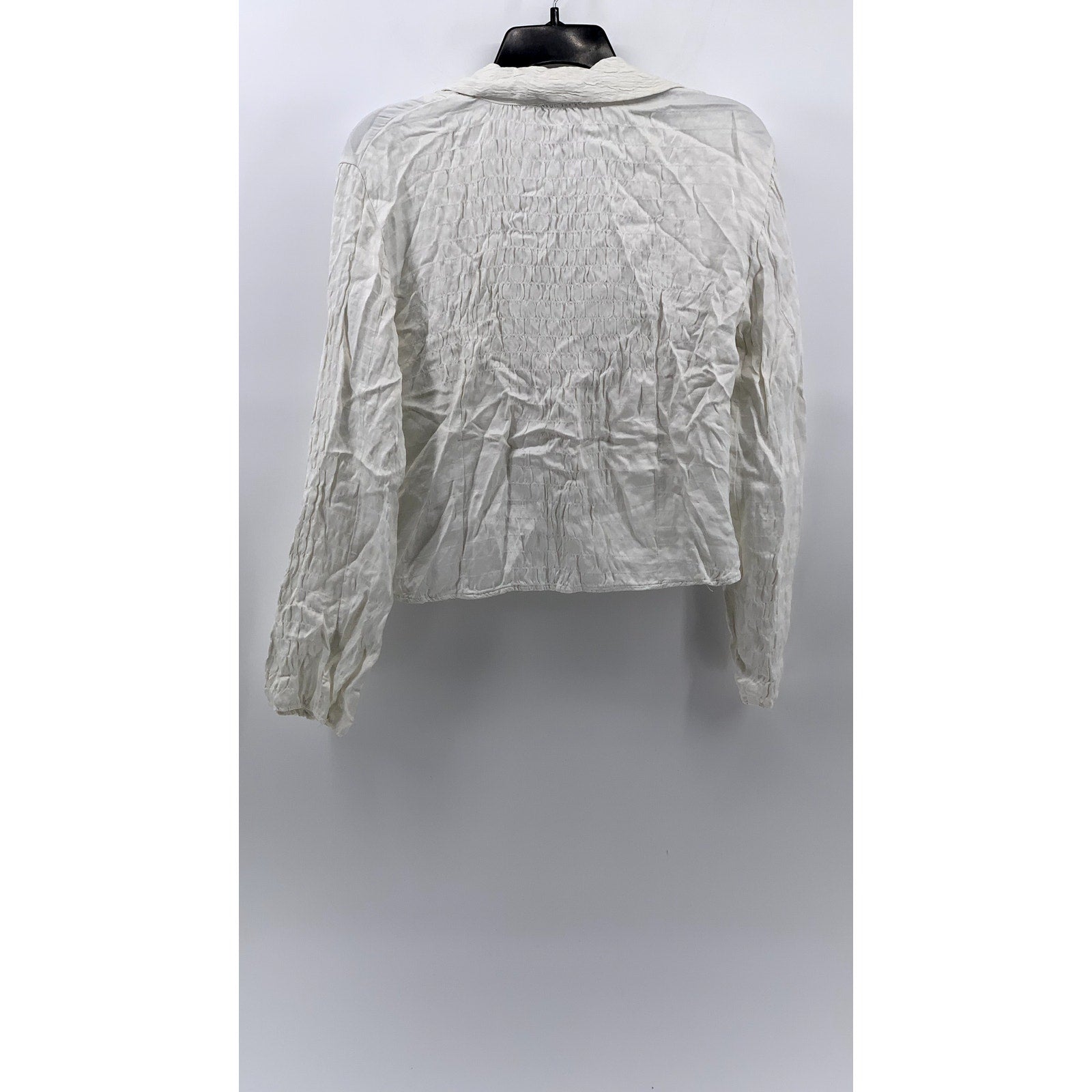 ZARA Women's White Textured Two-Button Top SZ S