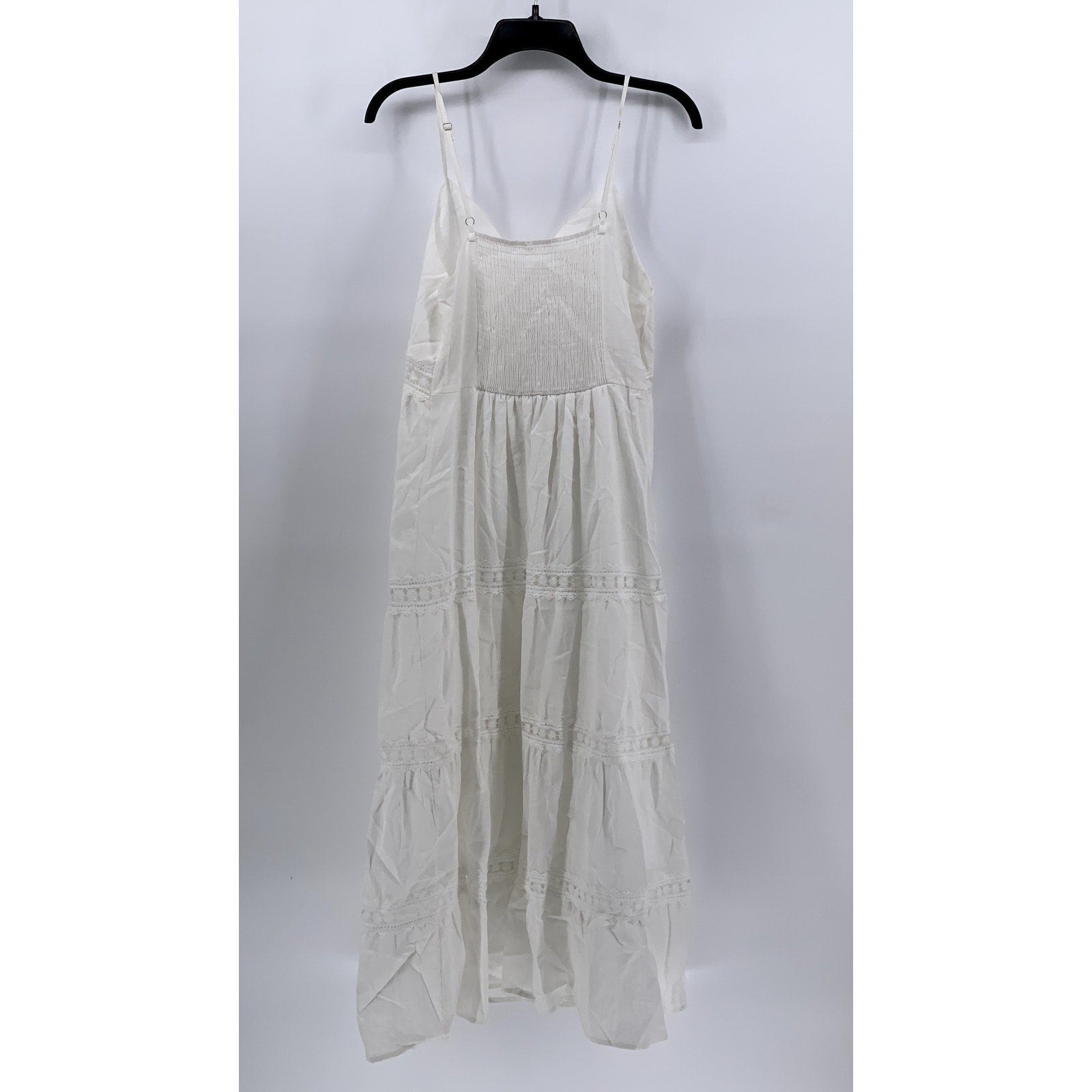 UNBRANDED Women's White Tie-Neck Lace-Trim Maxi Dress SZ XL