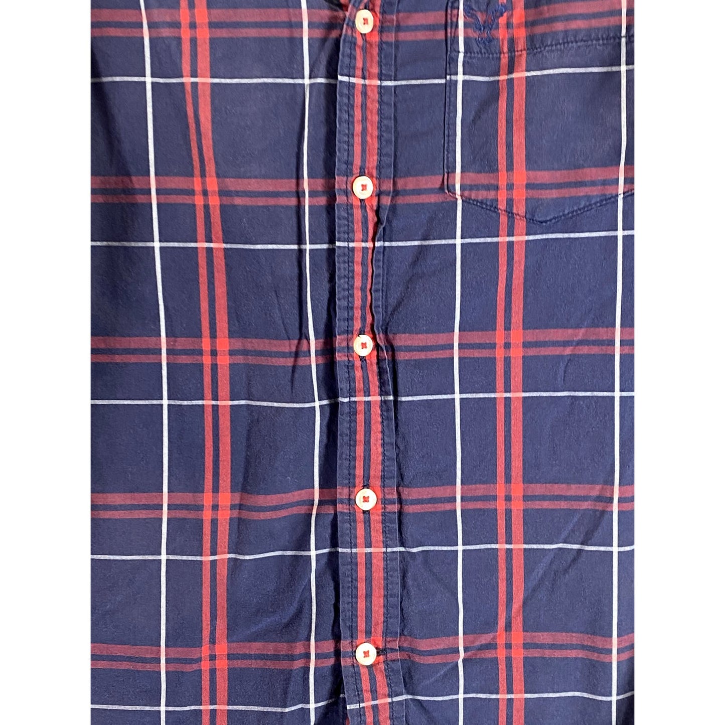 AMERICAN EAGLE OUTFITTERS Men's Navy/Red Plaid Prep-Fit Button-Up Shirt SZ S
