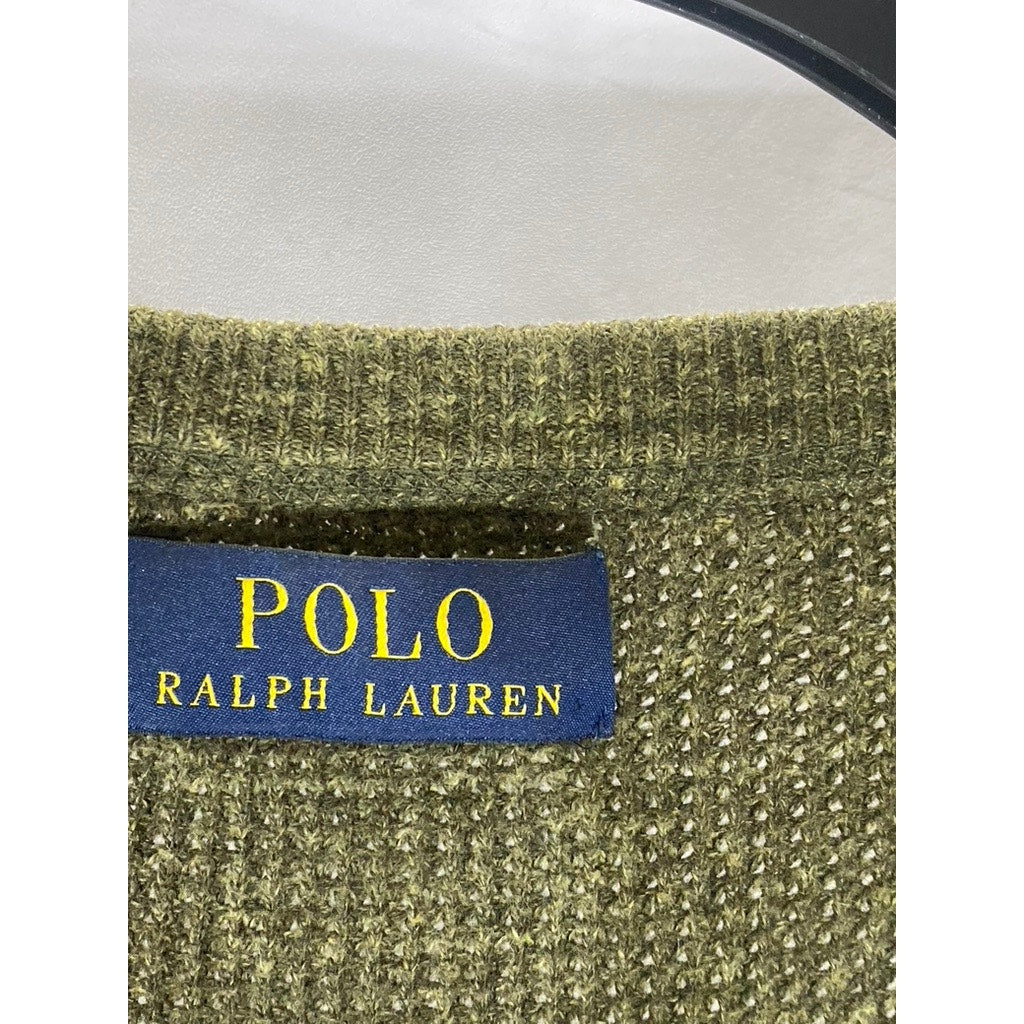 POLO RALPH LAUREN Men's Olive Green Crewneck Thermal Long Sleeve Sweater SZ XL