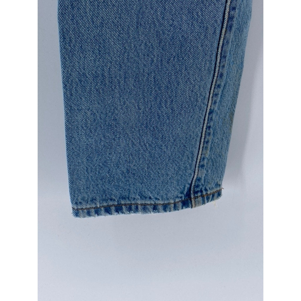 LEVI'S Men's Medium Blue Denim 501 Distressed Slim-Leg Button-Fly Jeans SZ 26x28