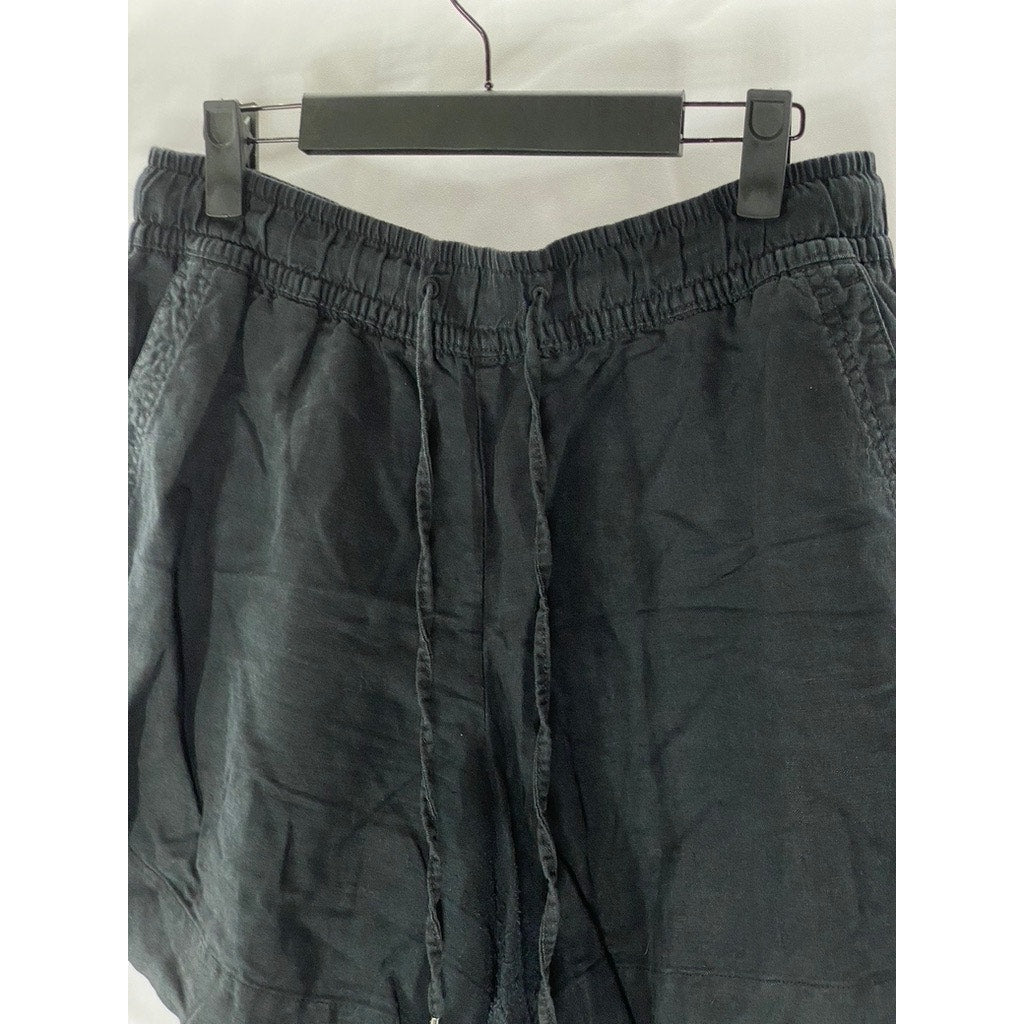 GAP Women's Petite True Black Linen-Blend High-Rise Relaxed-Fit Shorts SZ M/P