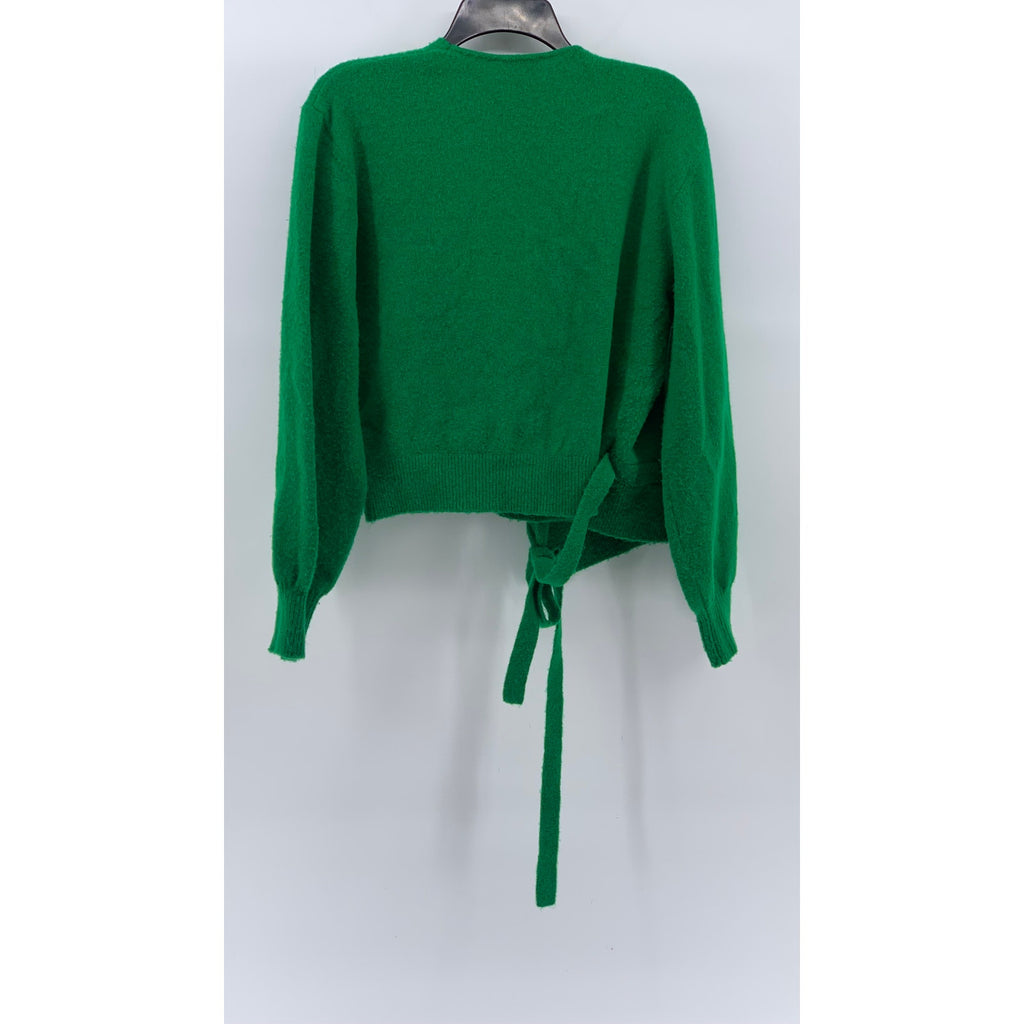 & OTHER STORIES Women's Dark Green V-Neck Wrap Long Sleeve Cardigan SZ S