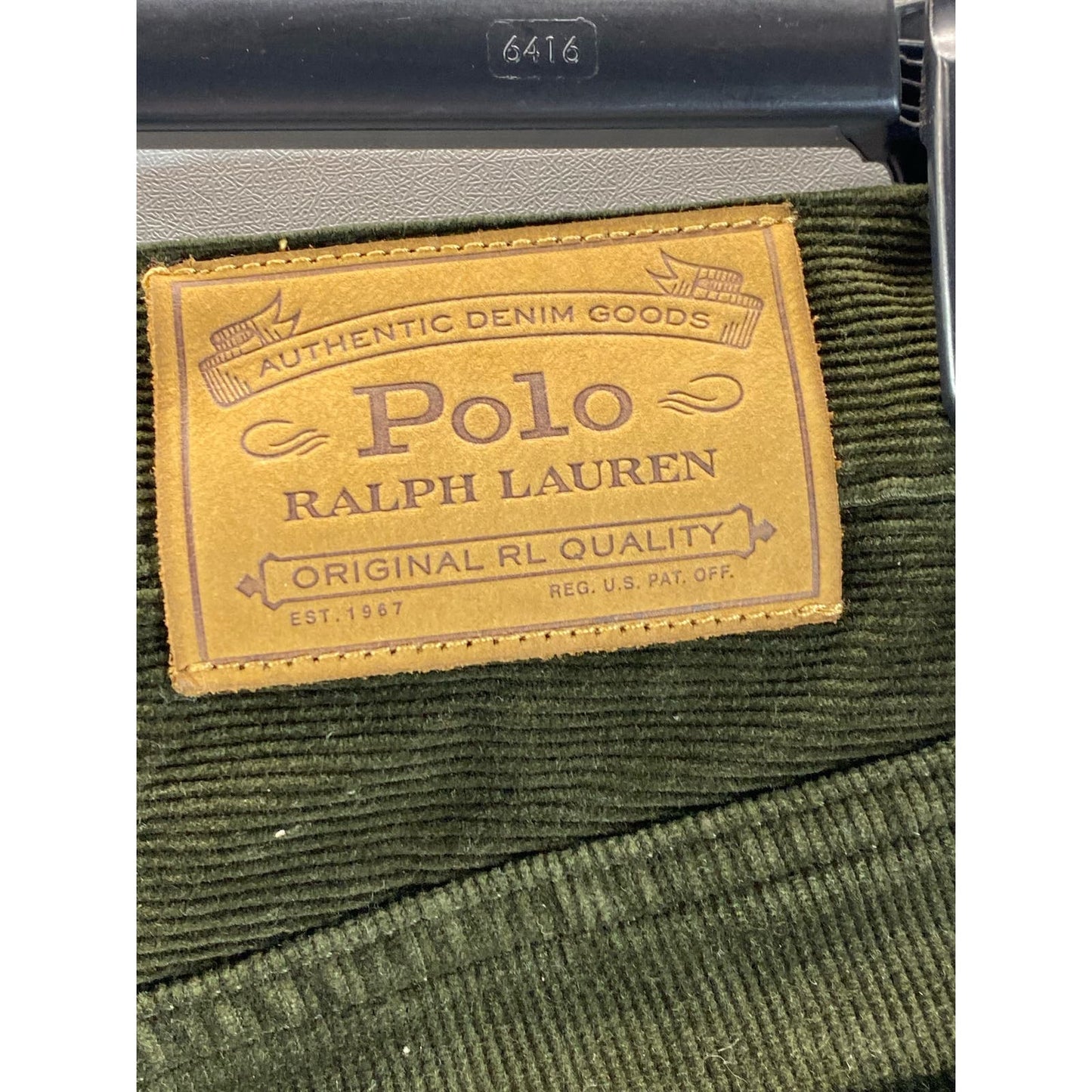 POLO RALPH LAUREN Men's Dark Green Corduroy Varick Slim Straight Pant SZ 33X32