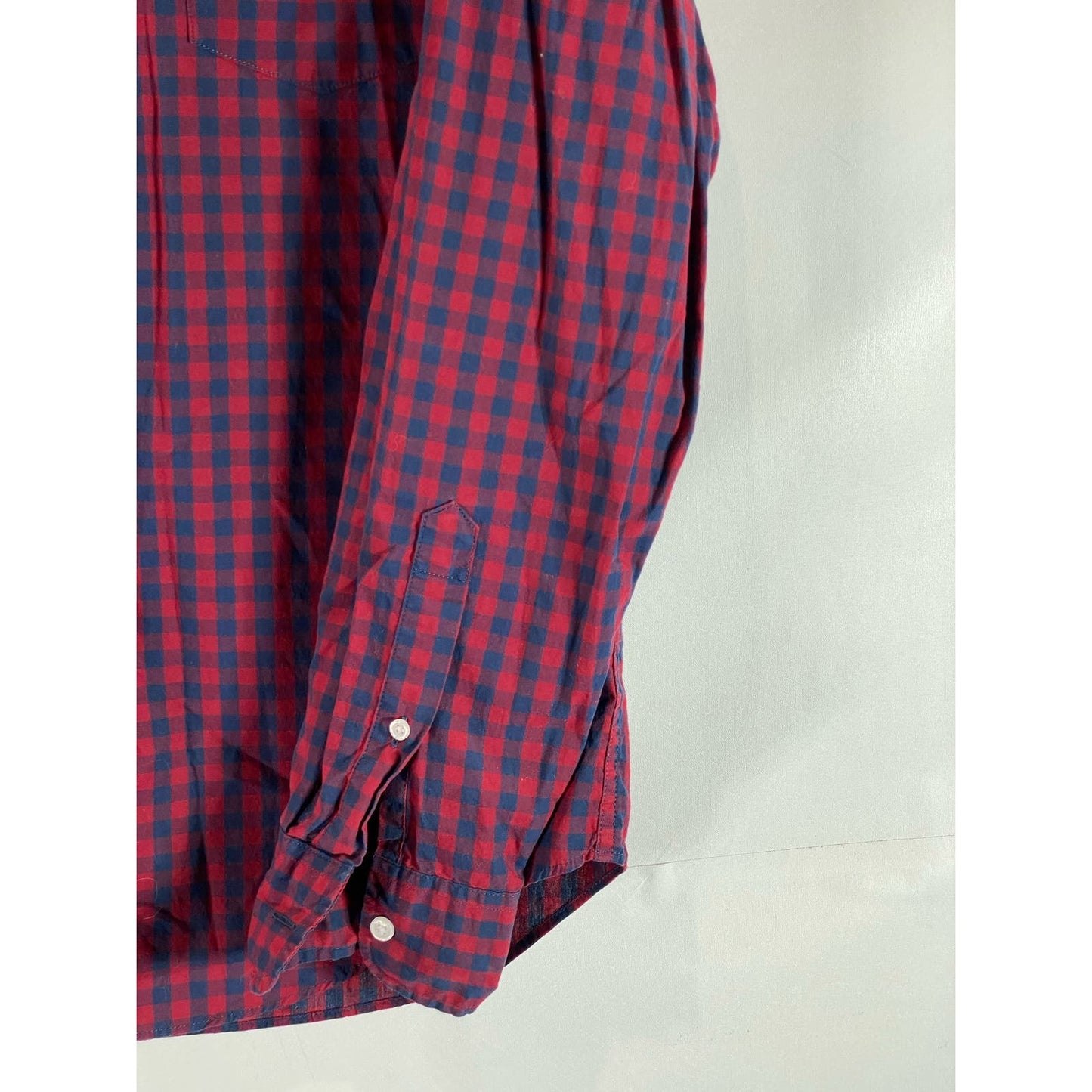 J. CREW Men's Red Gingham Mercantile Flex Button-Up Long Sleeve Shirt SZ L