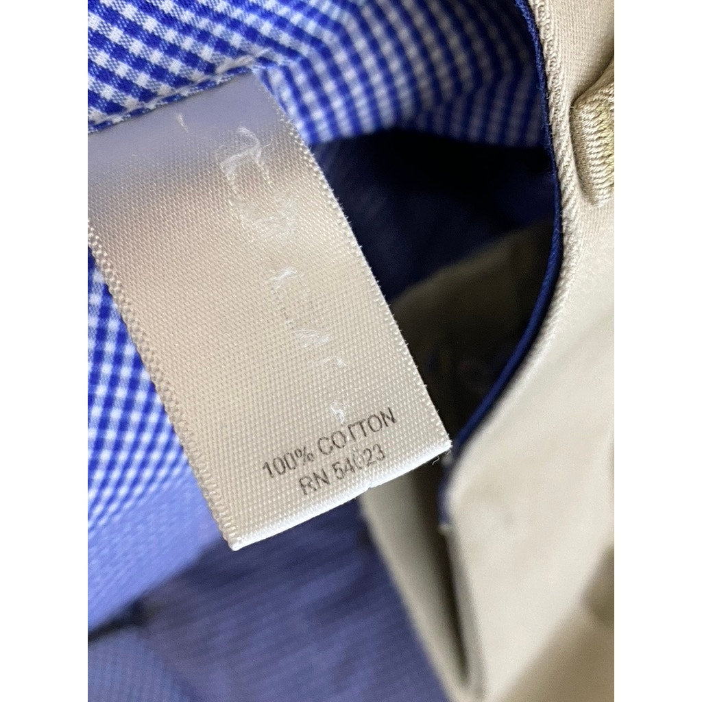 BANANA REPUBLIC Men Tan Graham Cracker Tailored Slim-Fit Non-Iron Pant SZ 33X32