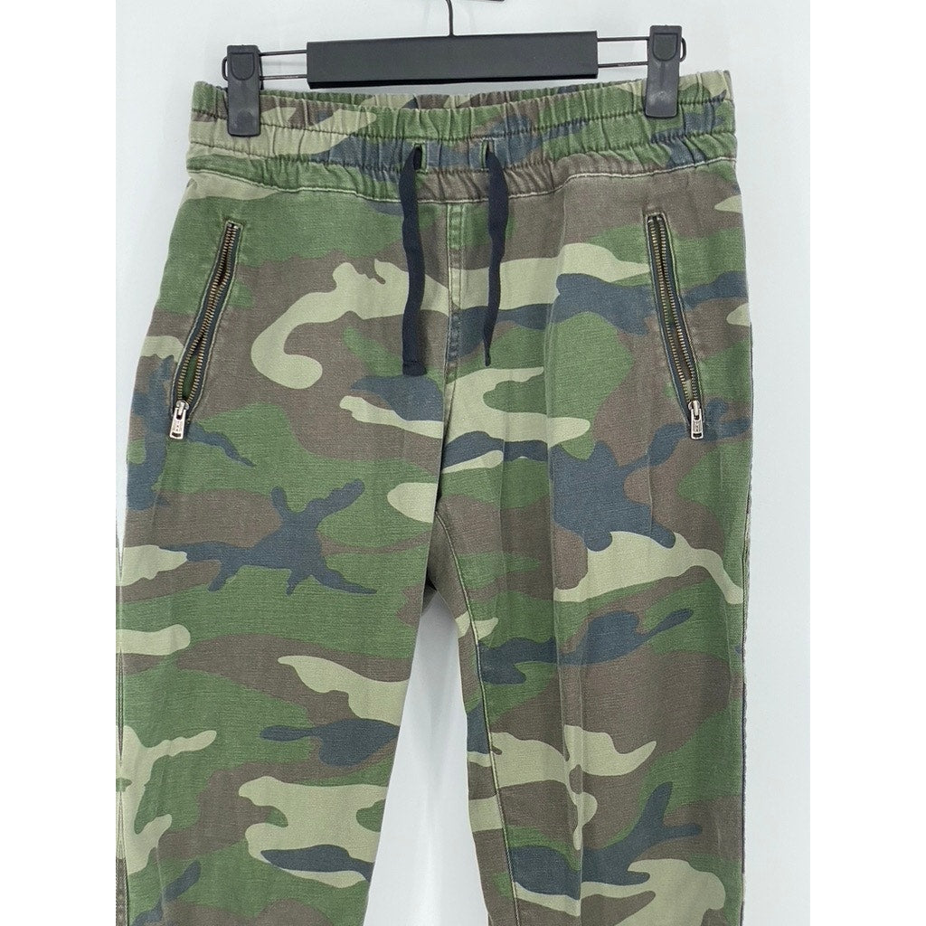 TNA Women's Green Camo Print Drawstring High-Rise Pull-On Jogger Pant SZ XS