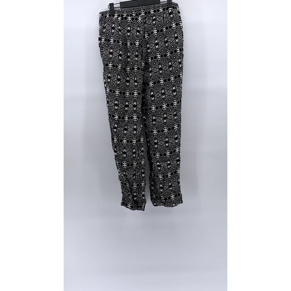 DIVIDED By H&M Women's Black-White Printed Slim-Leg Relaxed Fit Pants SZ 6