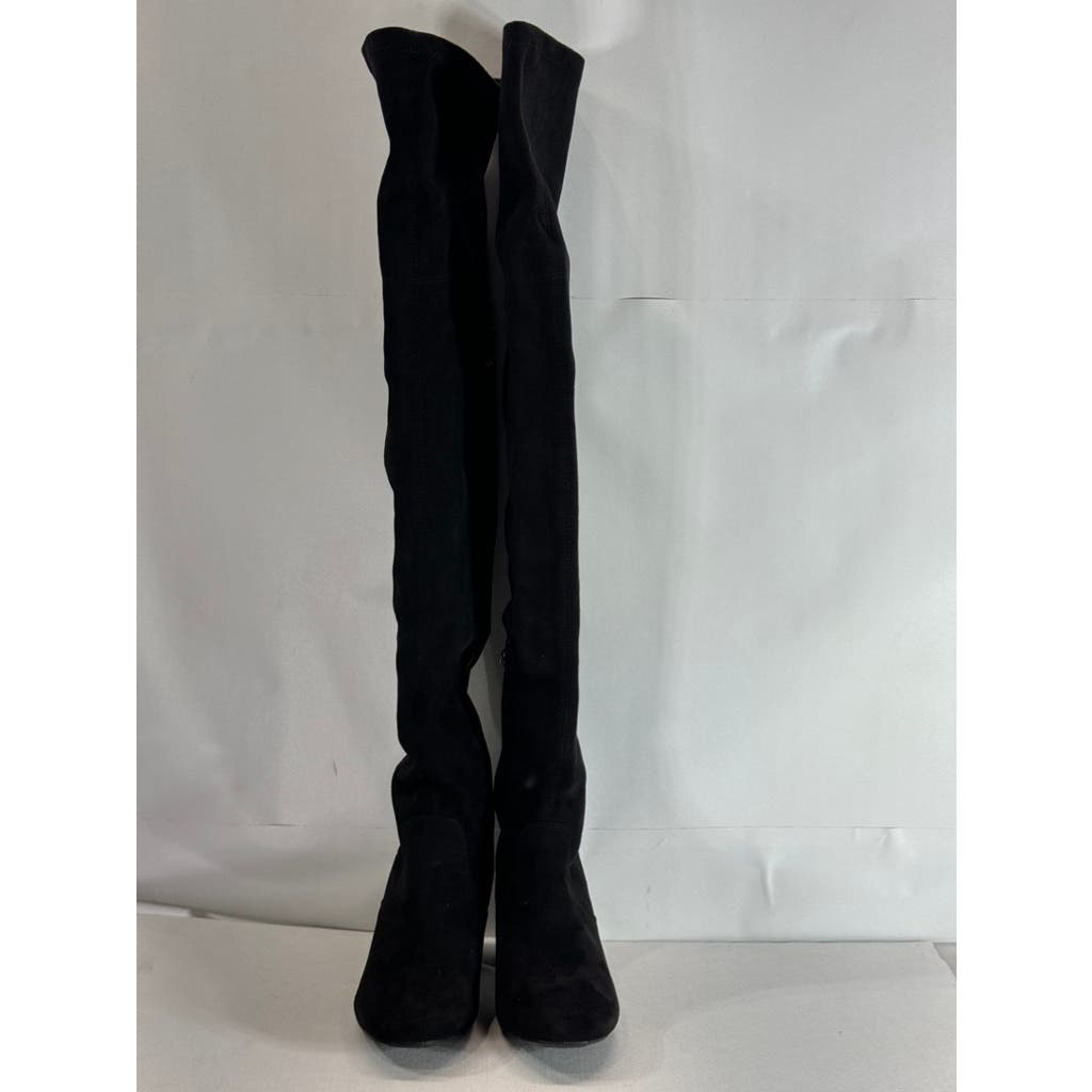 MIA Women's Black Stretch Faux Suede Beleza Tall Over-The-Knee Heeled Boots SZ 9