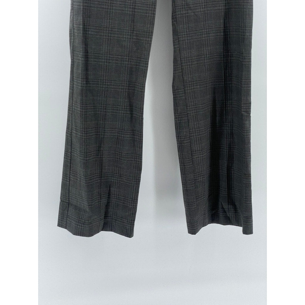 NEW YORK & COMPANY Women's Charcoal Gray Stretch Plaid Flare-Leg Pants SZ 4