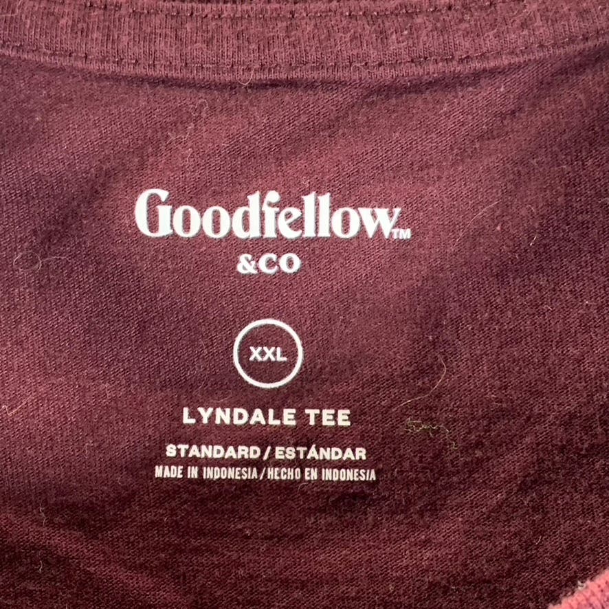 GOODFELLOW & CO Men's Burgundy Crewneck Standard-Fit Lyndale T-Shirt SZ 2XL