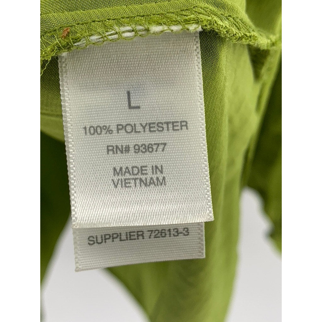 BISOU BISOU Women's Green Ruffle Tie-Neck Sleeveless Top SZ L