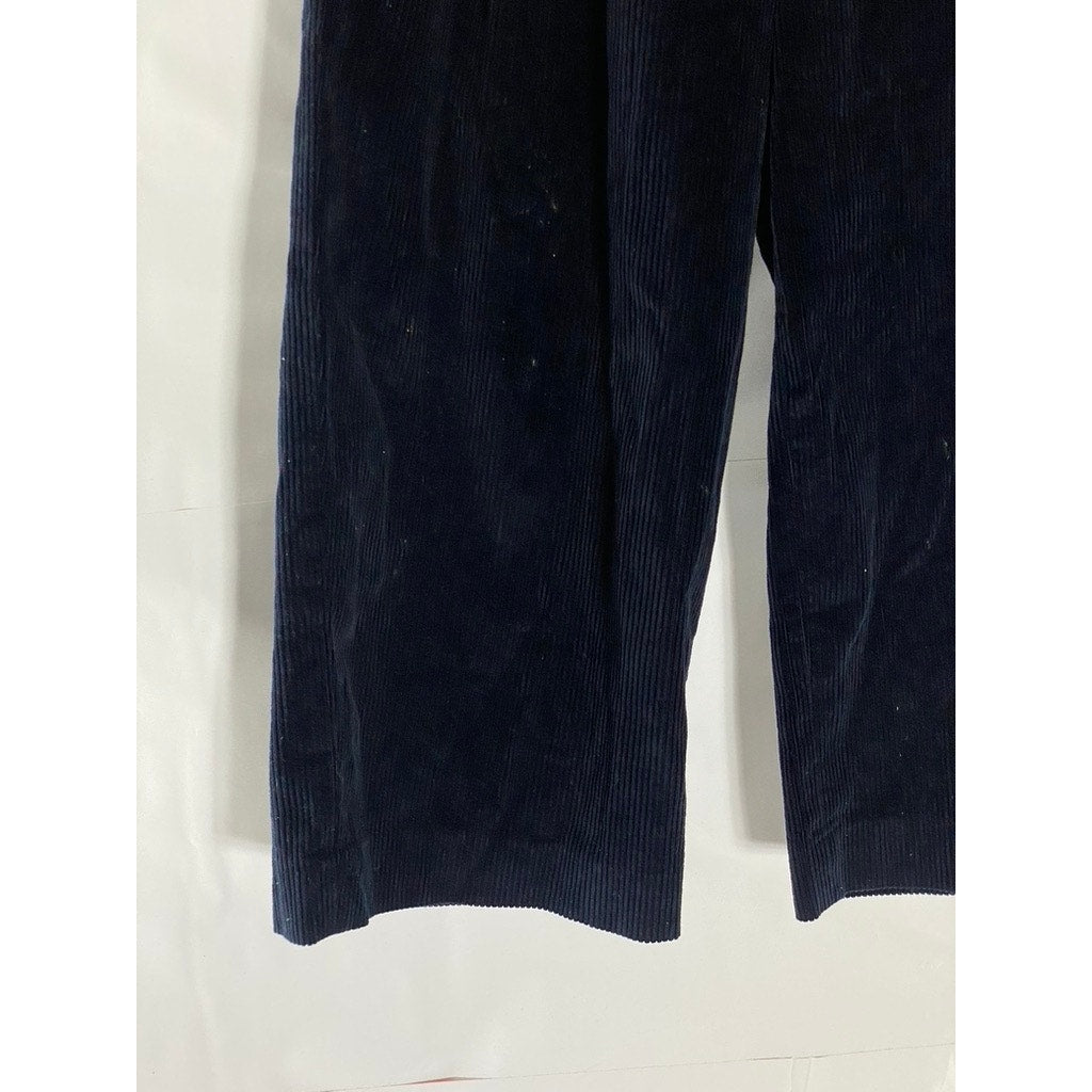 COS Women's Dark Navy Wide-Leg Corduroy Cropped Trousers SZ 2