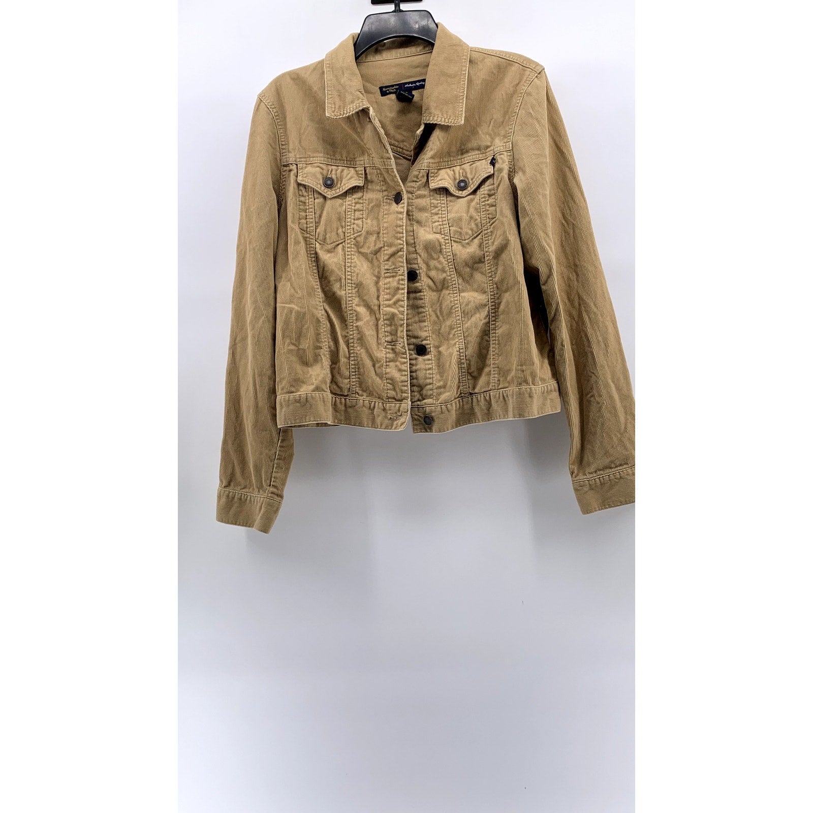 ABERCROMBIE & FITCH Women's Vintage Tan Corduroy Button-Up Trucker Jacket SZ L