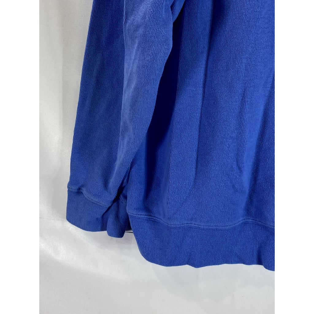 LANDS' END Men's Blue Cotton Bedford Rib Quarter-Zip Pullover Sweater SZ XL