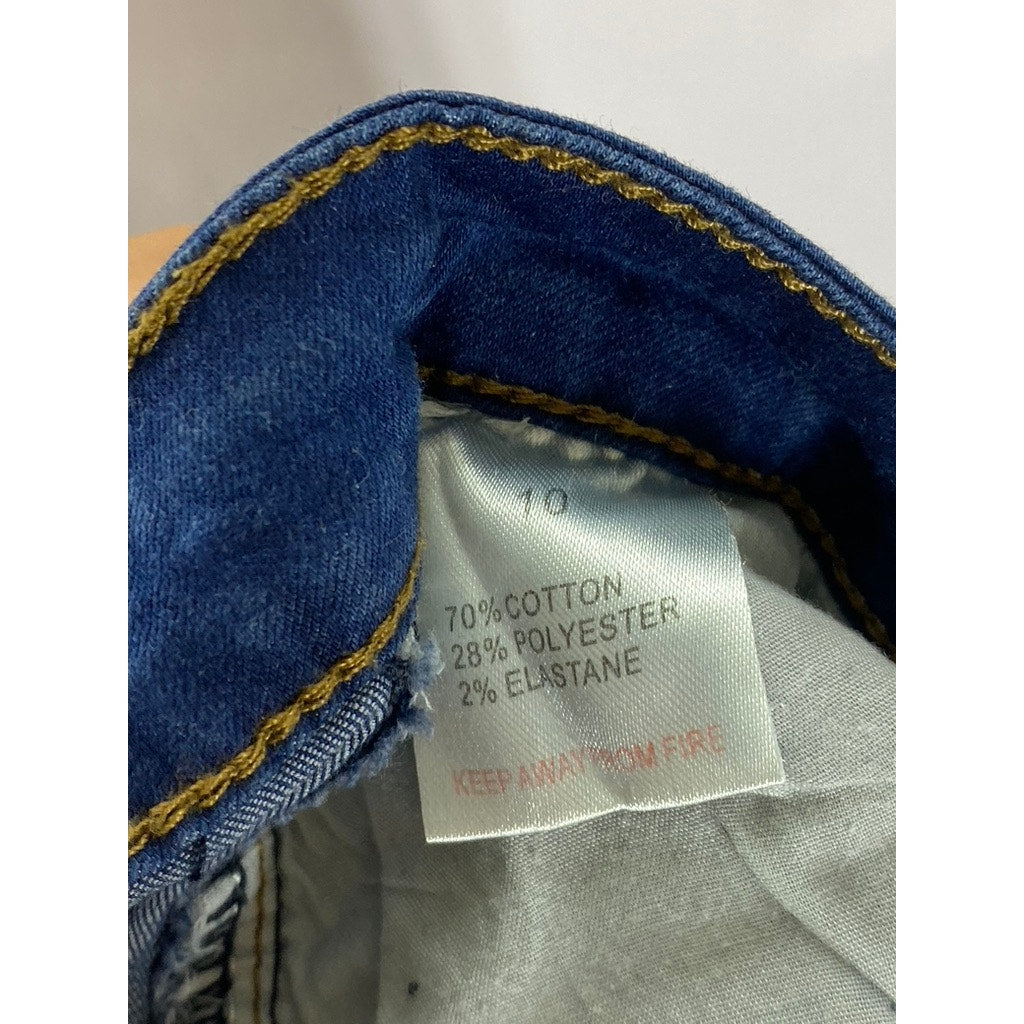 BOOHOO DENIM Women's Dark Blue Button-Front Straight Mini Skirt SZ 10