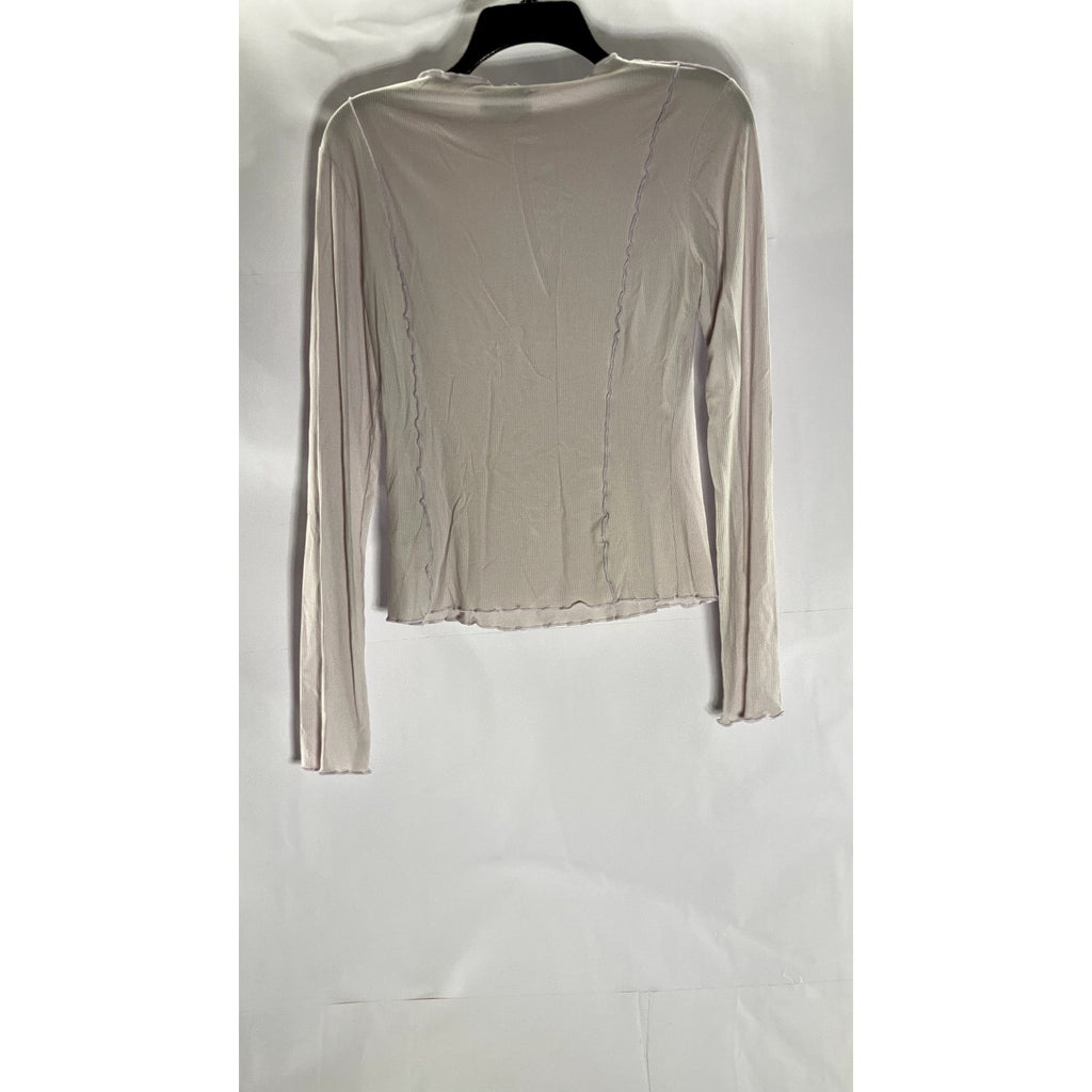 STOCKHOLM ATELIER & OTHER STORIES Blush Lettuce Trim Long Sleeve Rib Top SZ S