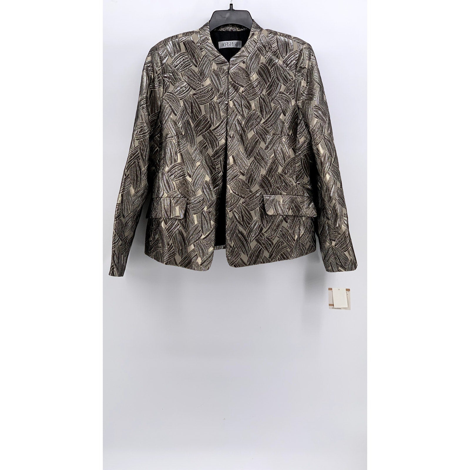 KASPER Women's Gray-Champagne Metallic Printed Blazer SZ 12