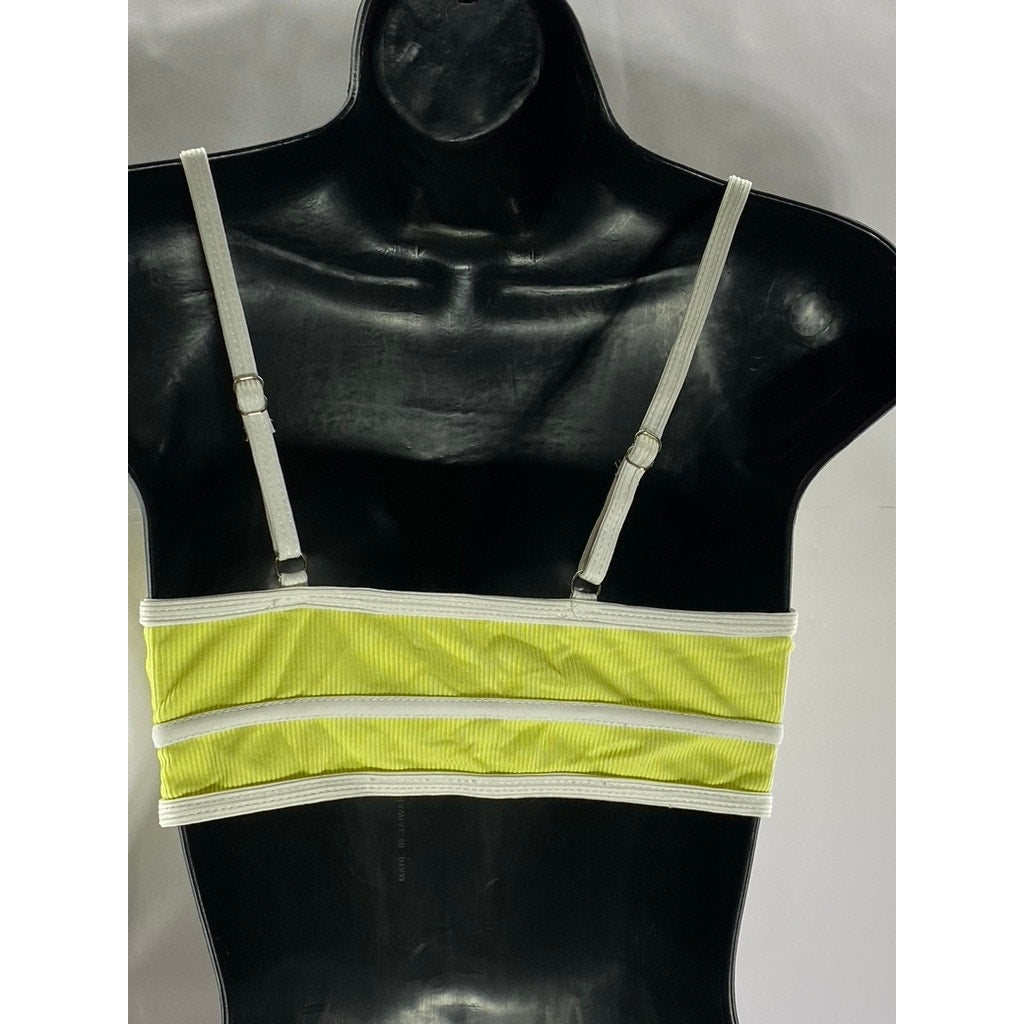 SHEIN Women's Yellow/White Ribbed Adjustable Strap Bralette SZ S