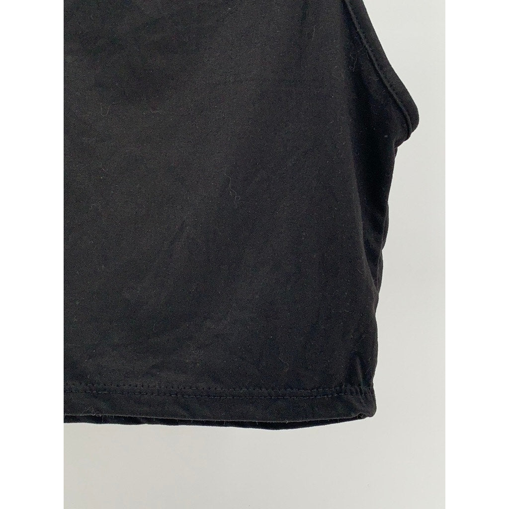 SWEET Women's Black Solid Crewneck Sleeveless Crop Top SZ L
