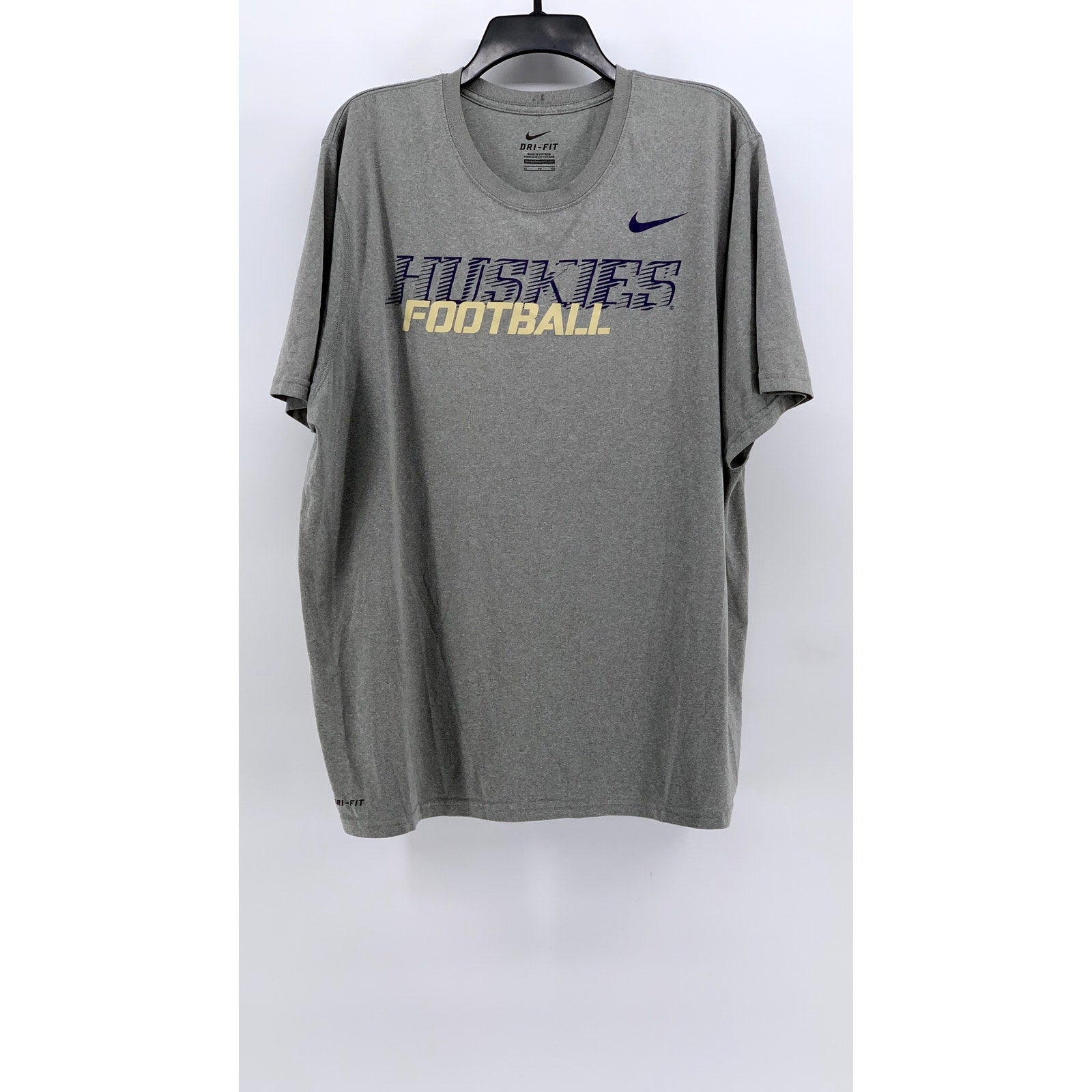NIKE Men's Gray Huskies Football Logo Short Sleeve Shirt SZ XL