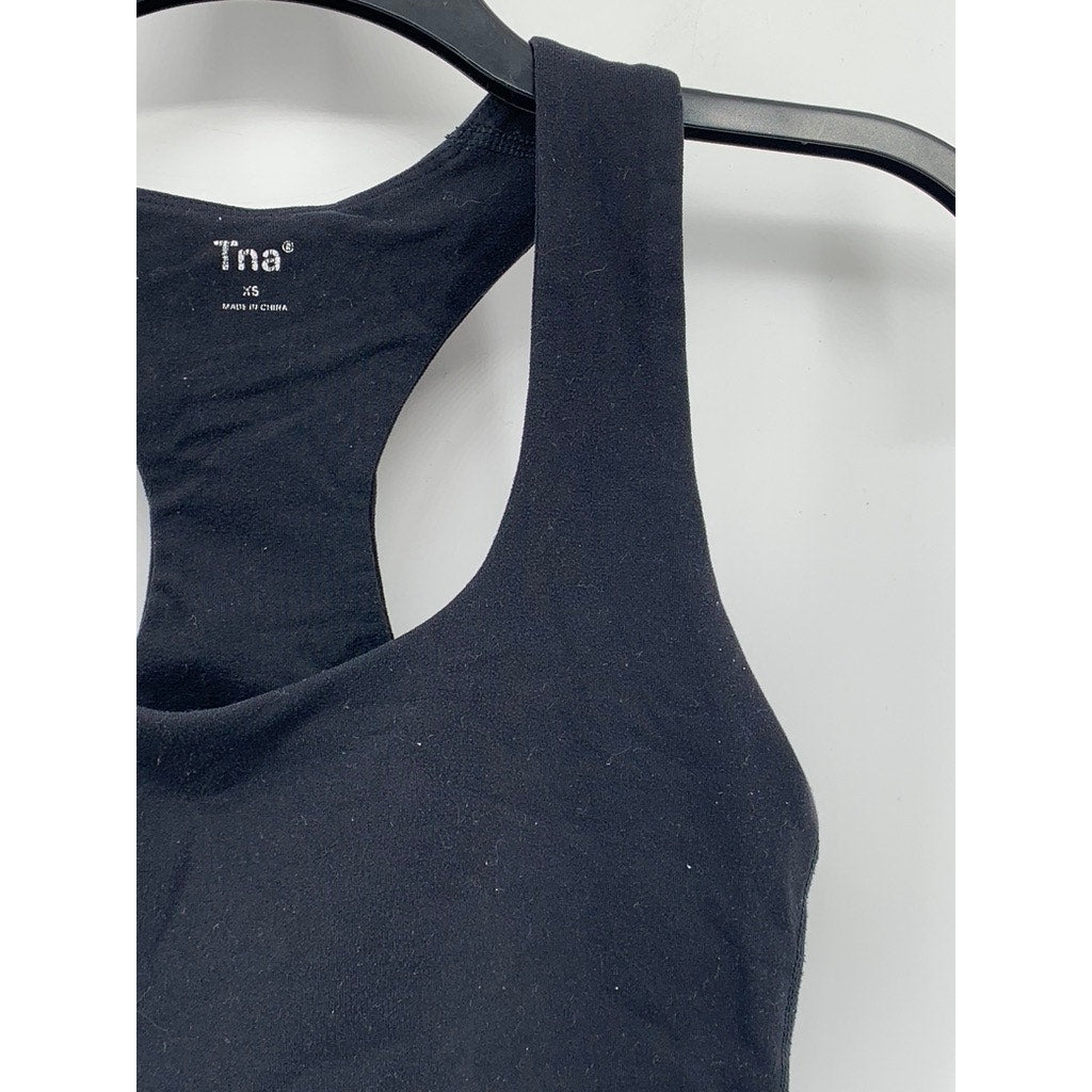 TNA Women's Black Solid Racer Back Active Crop-Top SZ XS