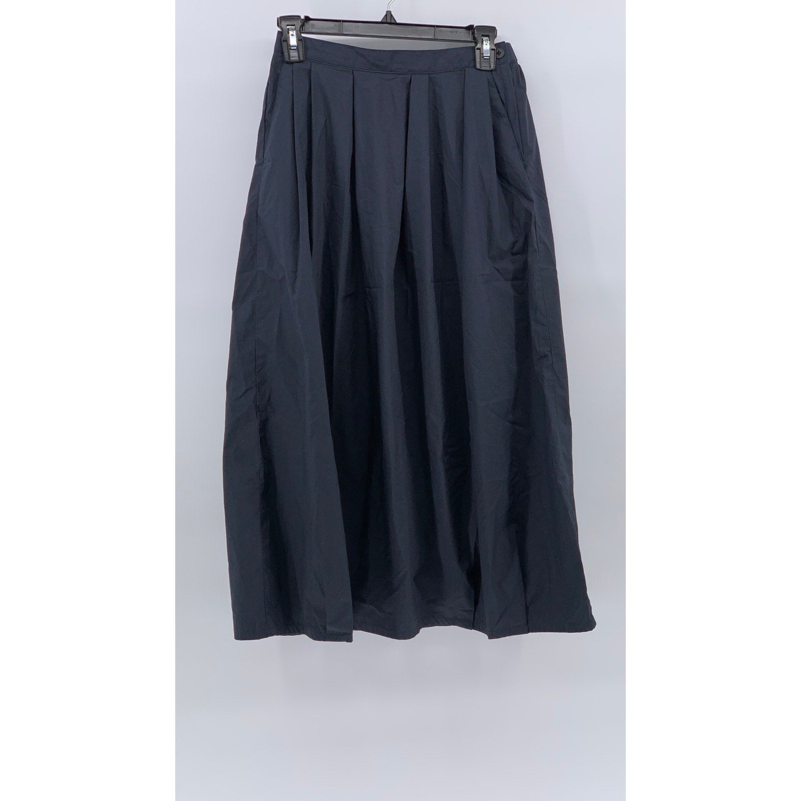 MUJI Women's Navy Blue Elastic-Waist A-Line Relaxed Fit Cotton-Blend Skirt SZ S