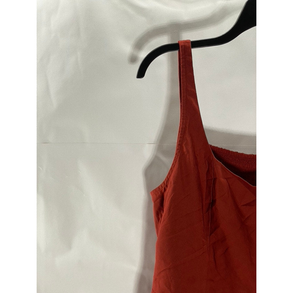 OLD NAVY Women's Flame Scarlet Red Sleeveless Smocked Bodice Tank Mini Dress SZL