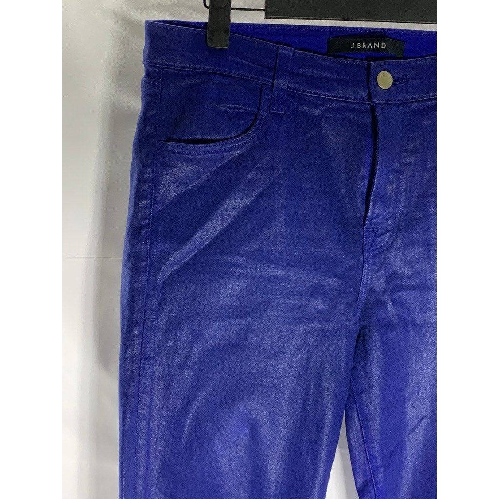 J BRAND Women's Coated Celeste Blue Alana High-Rise Cropped Skinny Pant SZ 30