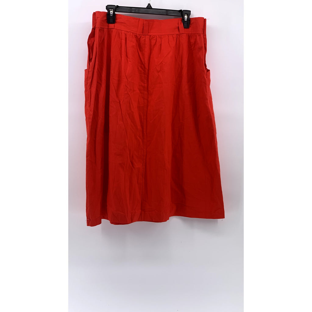 ADAM YVES Women's Vintage Red Side-Closure A-Line Midi Skirt SZ 16